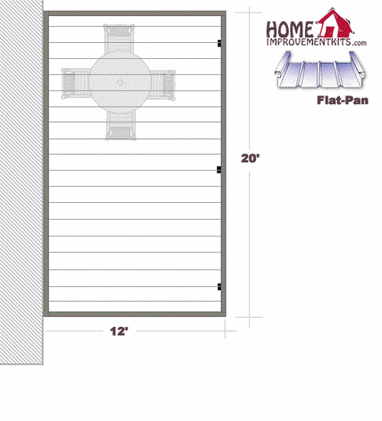 Picture of 12' x 20' Flat Pan Aluminum Patio Cover , 3 post, .040 pans 30#