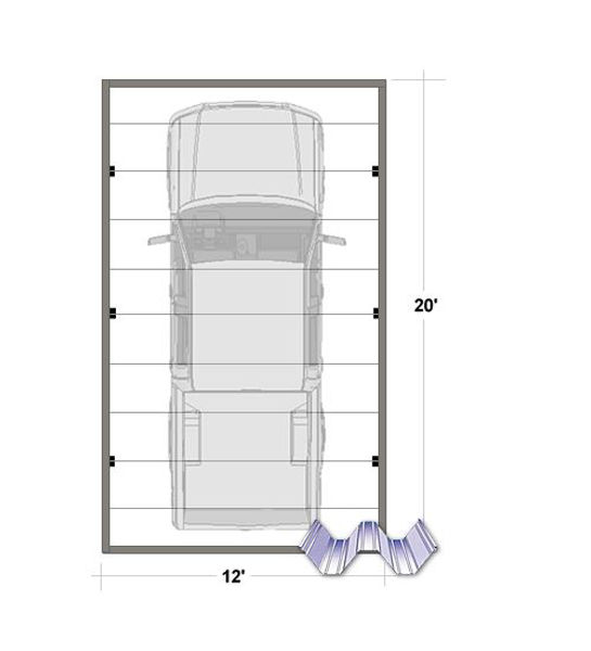 Picture of 12' x 20' Free Standing Aluminum Carport Cover W-Pan roof,  6 post, 032 pans