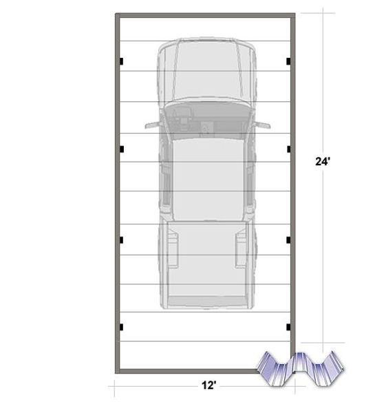 Picture of 12' x 24' Free Standing Aluminum Carport Cover W-Pan roof,  8 post, 032 pans