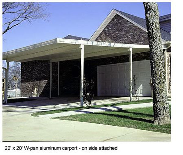 Picture of 20' x 20' Aluminum W-Pan roof style double Carport, 4 post, .019 pans, 10# load