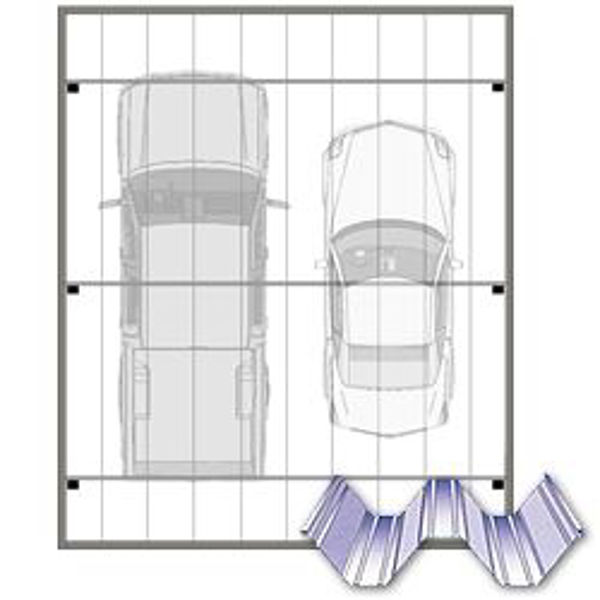 Picture of 24' x 20' Aluminum  W-Pan roof style double Carport, 6 post, .025 pans, 40# load