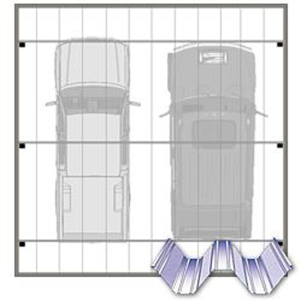 Picture of 24' x 24' Aluminum  W-Pan roof style double Carport, 6 post, .025 pans, 40# load