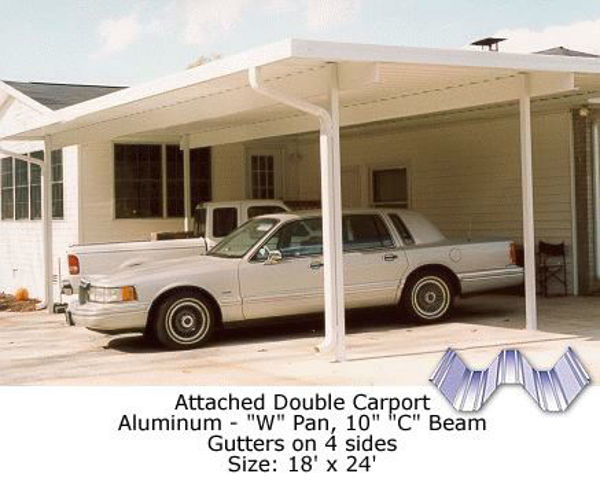 Picture of Custom Aluminum W-Pan Roof Style Double Carport
