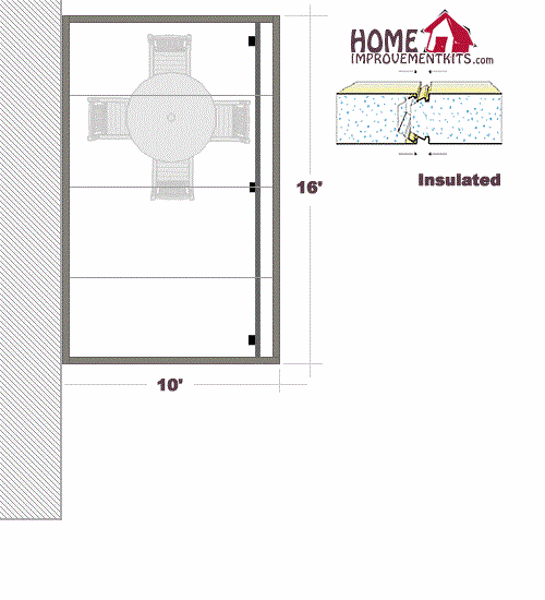 Picture of 10' x 16' Insulated Aluminum Patio Cover kit