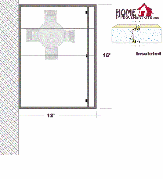 Picture of 12' x 16' Insulated Aluminum Patio Cover kit