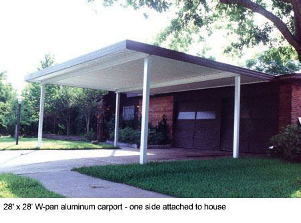 Picture of 18' x 18' Aluminum  W-Pan roof style double Carport, 4 post, .032 pans, 10# load