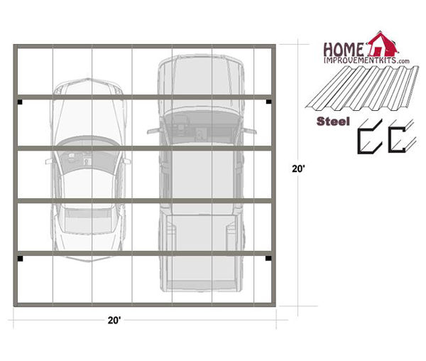 Picture of 20' x 20' Steel Carport kit
