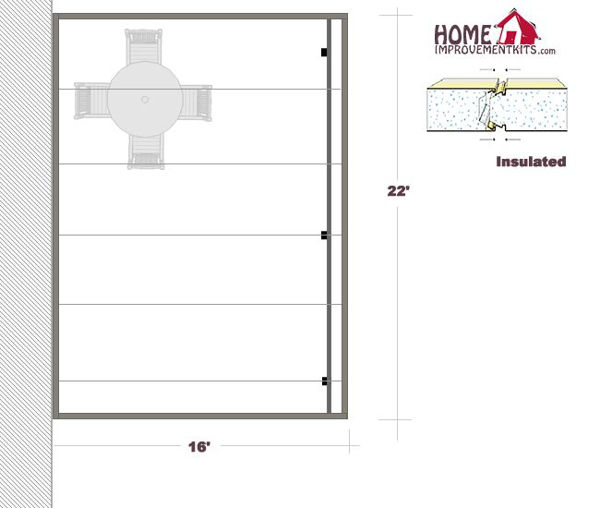 Picture of 16' x 22' x 6" Insulated Aluminum Patio Cover or Carport  kit